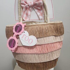 Girls Roo Straw bag, glasses, and bow